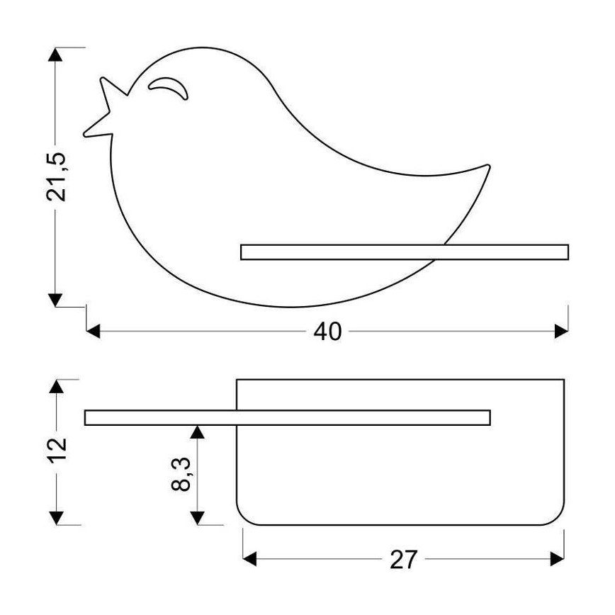 Applique LED per bambini con mensola BIRD LED/5W/230V rosa/legno