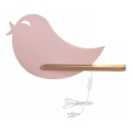 Applique LED per bambini con mensola BIRD LED/5W/230V rosa/legno