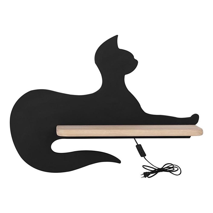 Applique LED per bambini con mensola BLACK CAT LED/5W/230V