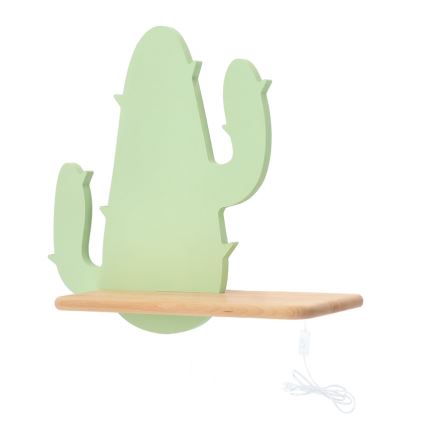 Applique LED per bambini con mensola CACTUS LED/4W/230V verde/legno