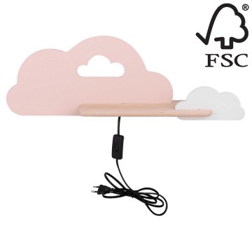 Applique LED per bambini con mensola CLOUD LED/5W/230V rosa/bianco