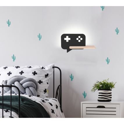 Applique LED per bambini con mensola CONSOLE LED/5W/230V nero
