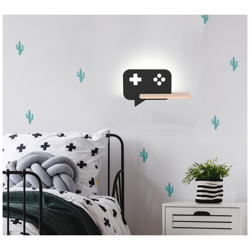 Applique LED per bambini con mensola CONSOLE LED/5W/230V nero