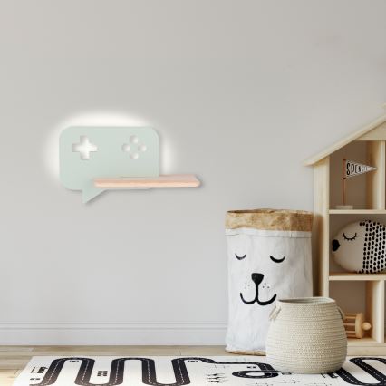 Applique LED per bambini con mensola CONSOLE LED/5W/230V verde