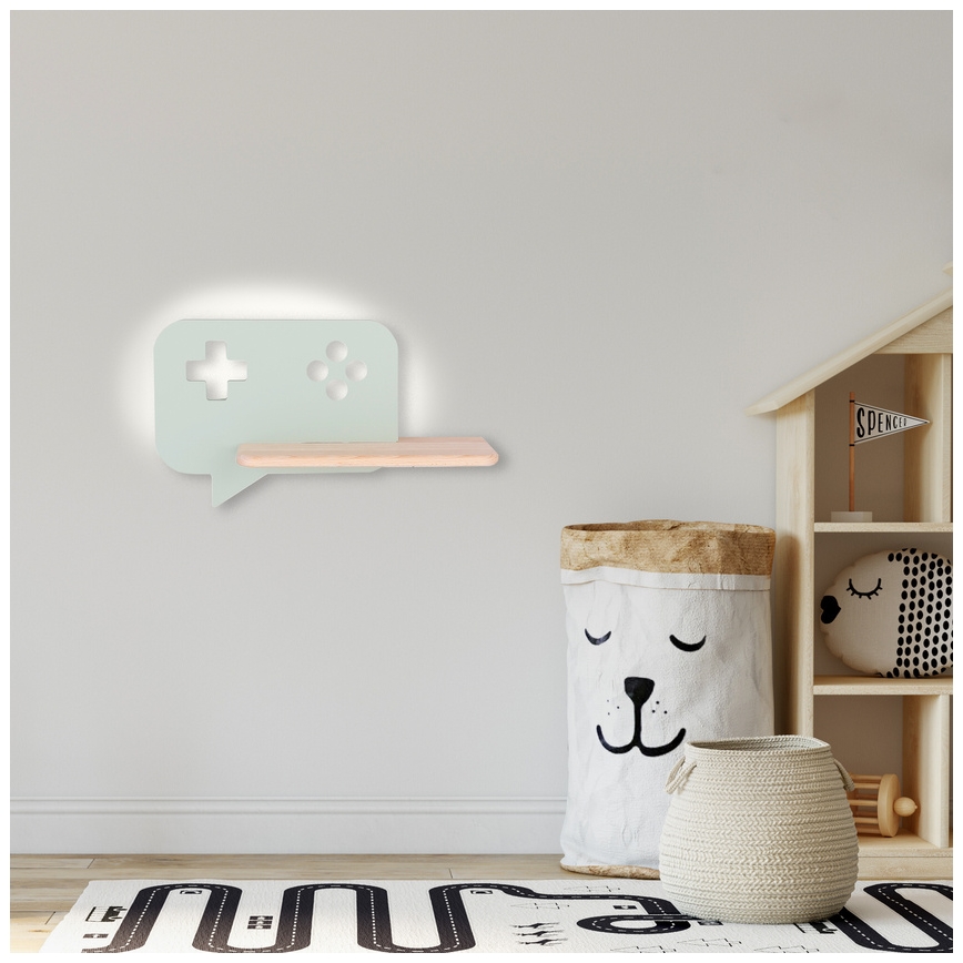 Applique LED per bambini con mensola CONSOLE LED/5W/230V verde