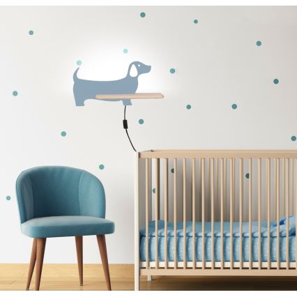 Applique LED per bambini con mensola DOG LED/5W/230V nero/legno