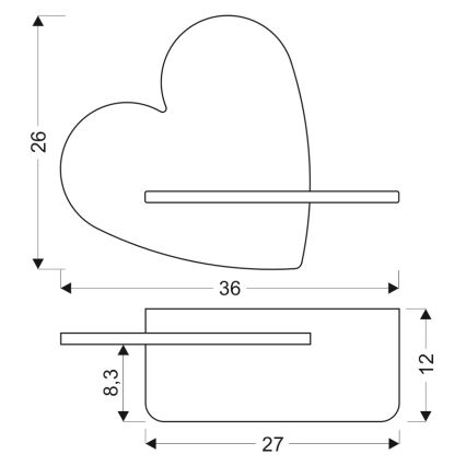 Applique LED per bambini con mensola HEART LED/5W/230V rosa/legno
