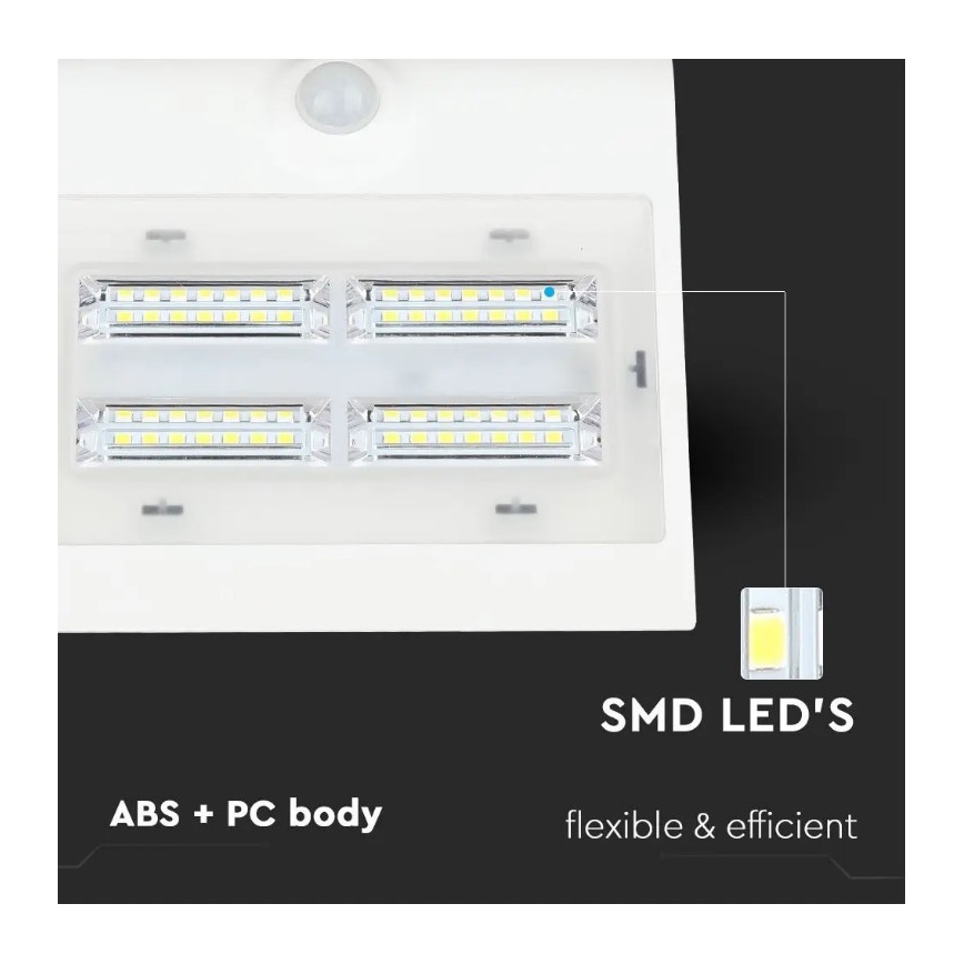 Applique LED Solar con sensore LED/3W/3,7V 3000/4000K IP65 bianco