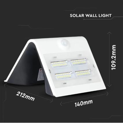 Applique LED Solar con sensore LED/3W/3,7V 3000/4000K IP65 bianco