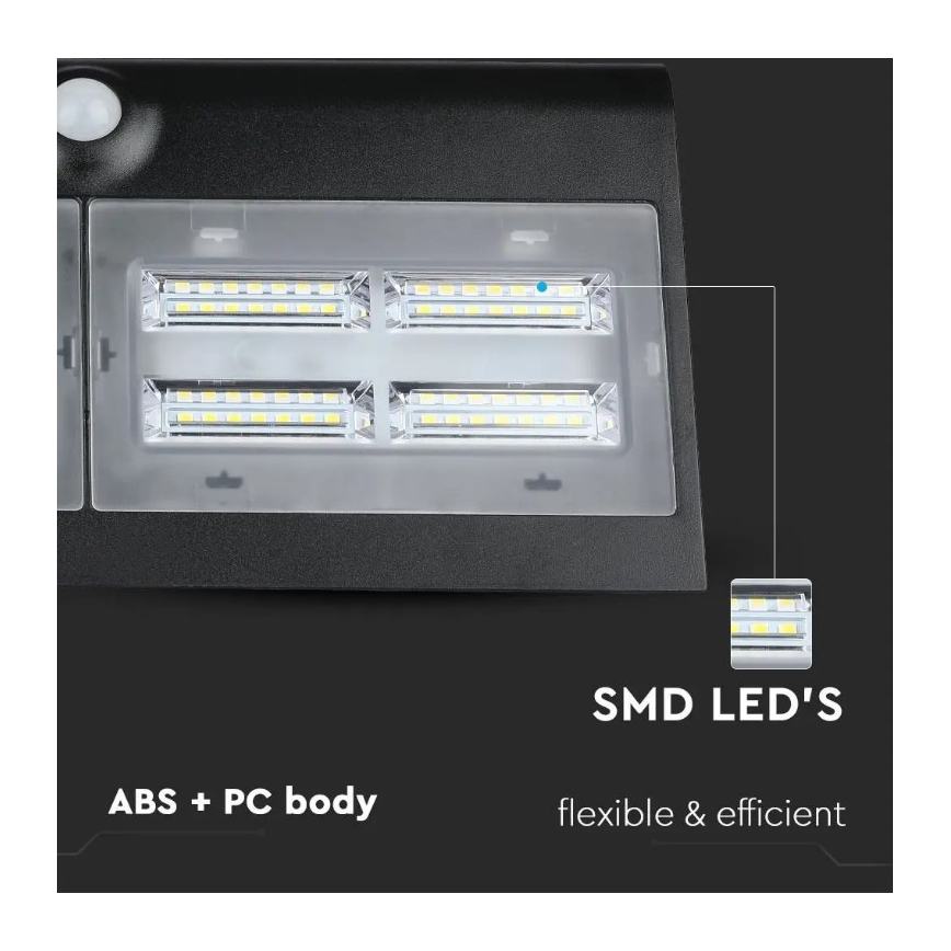 Applique LED Solar con sensore LED/7W/3,7V 4000K IP65 nero