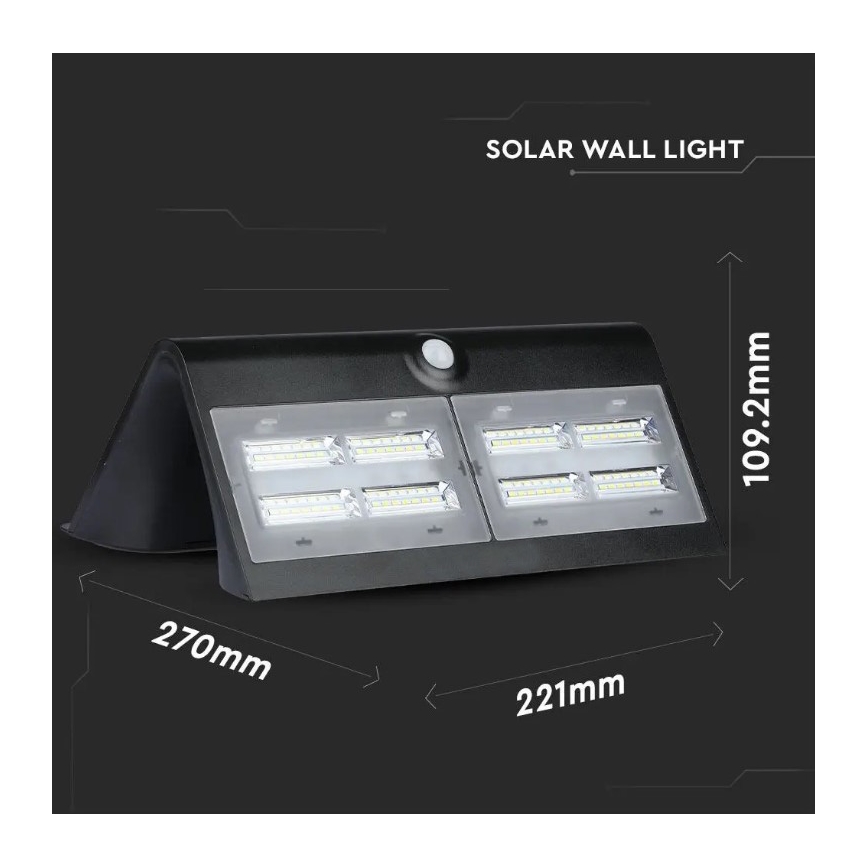Applique LED Solar con sensore LED/7W/3,7V 4000K IP65 nero