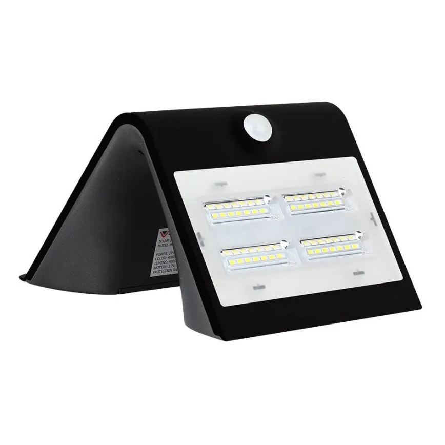 Applique LED Solare con sensore LED/3W/3,7V 3000/4000K IP65 nero