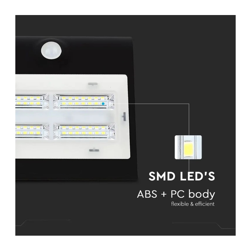 Applique LED Solare con sensore LED/3W/3,7V 3000/4000K IP65 nero