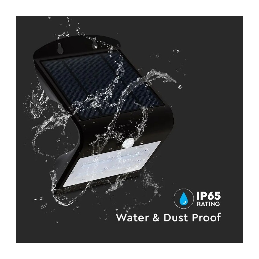 Applique LED Solare con sensore LED/3W/3,7V 3000/4000K IP65 nero
