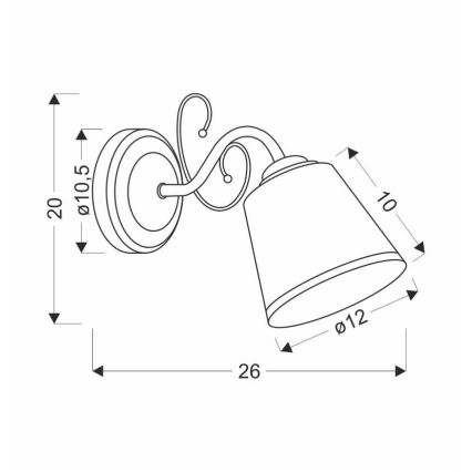 Applique LOSANNA 1xE14/40W/230V in ottone