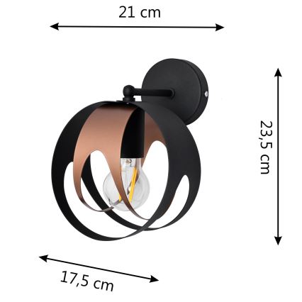 Applique MOONLIGHT 1xE27/15W/230V nero/rame