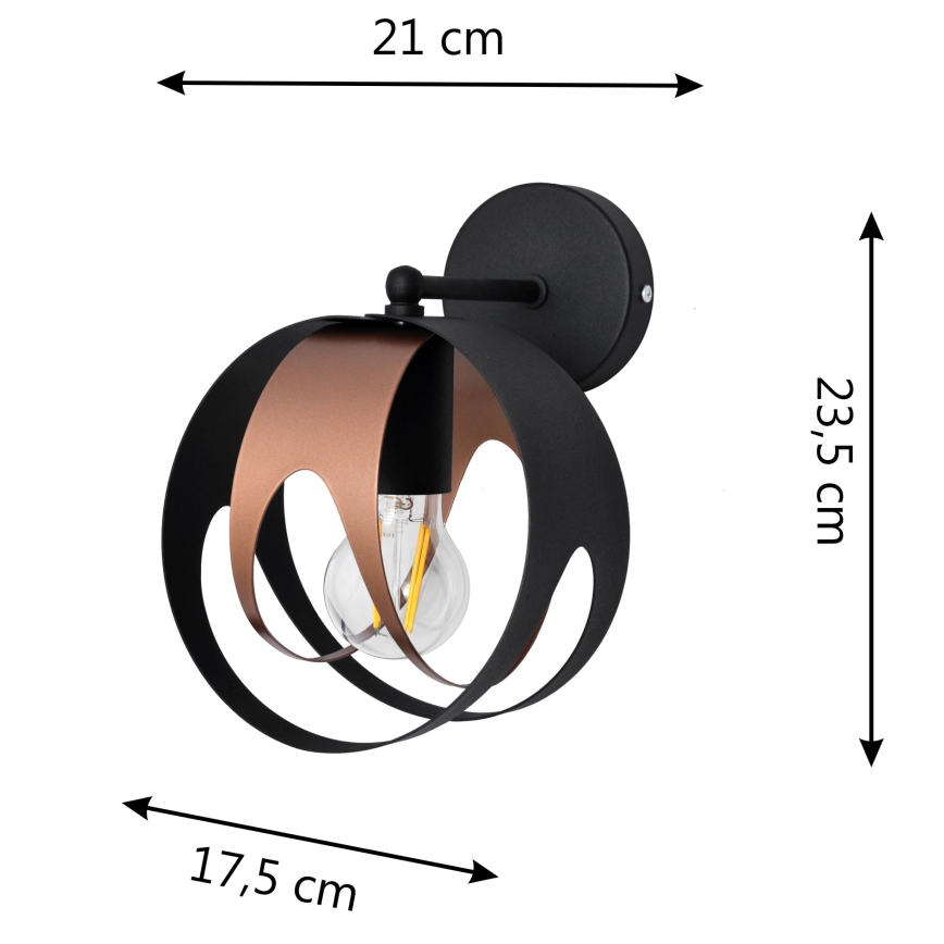 Applique MOONLIGHT 1xE27/15W/230V nero/rame