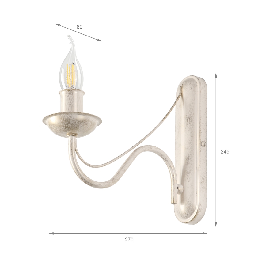 Applique murale ANTON 1xE14/60W/230V patine blanche