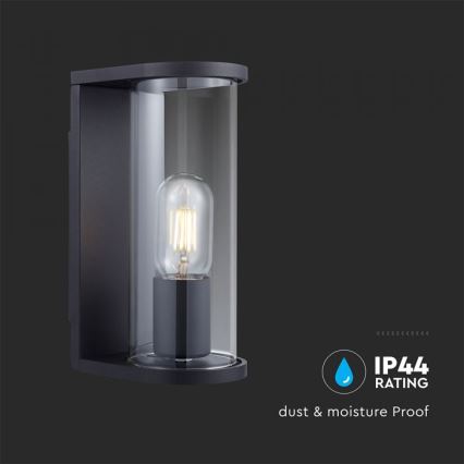 Applique murale d'extérieur 1xE27/60W/230V IP44 noire/verre fumé