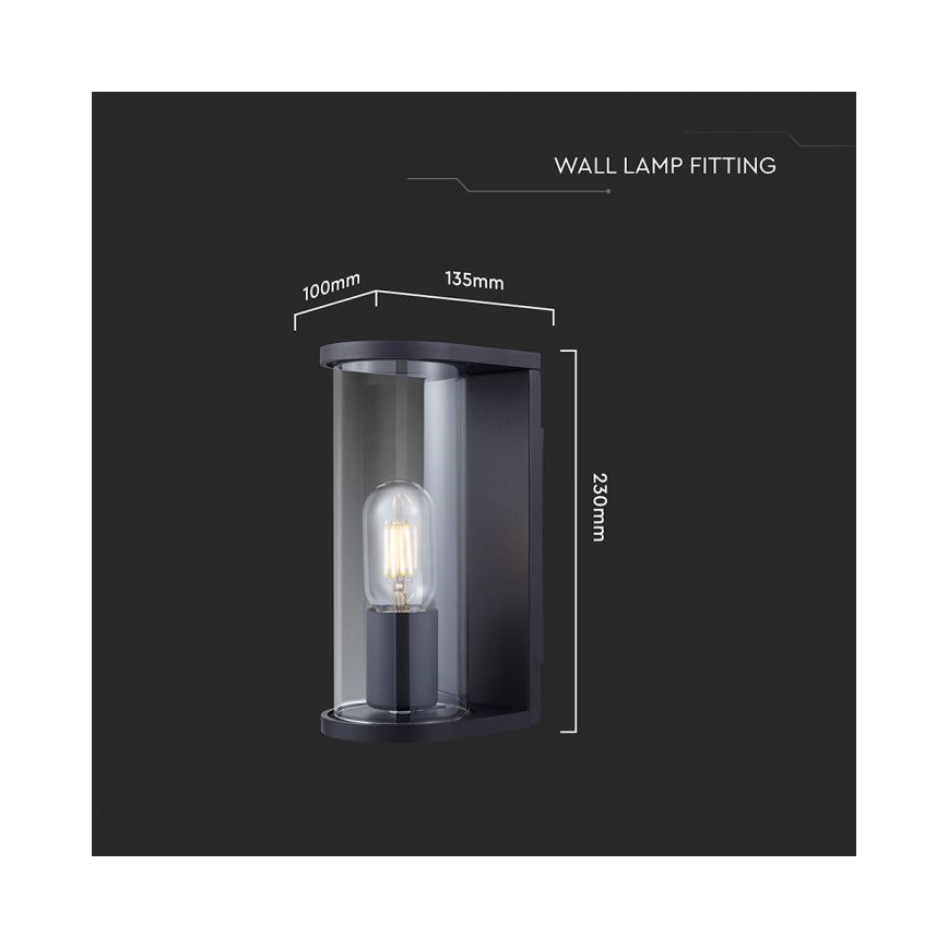 Applique murale d'extérieur 1xE27/60W/230V IP44 noire/verre fumé