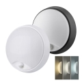Applique murale d'extérieur LED avec capteur 2 en 1 LED/20W/230V 3000/4000/6500K IP65 Ø 22 cm