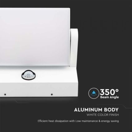 Applique murale d'extérieur LED avec détecteur 17W/230V 4000K IP65 blanc