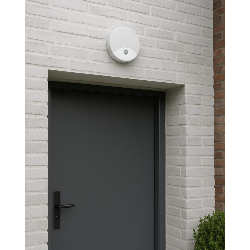 Applique murale d'extérieur LED avec détecteur de mouvement, 18 W/230 V, IP44, blanche