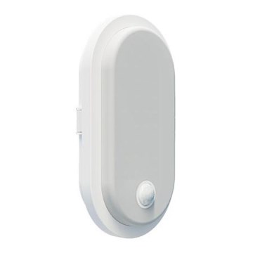 Applique murale d'extérieur LED avec détecteur de mouvement et capteur crépusculaire OVAL LED/10W/230V IP65 blanc