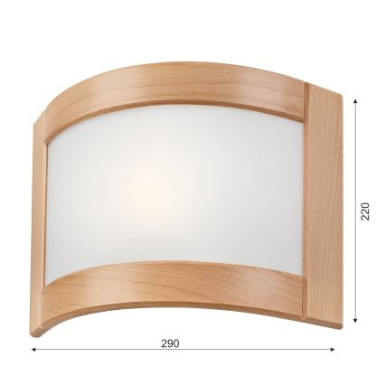 Applique murale ELODIE 1xE27/60W/230V en hêtre