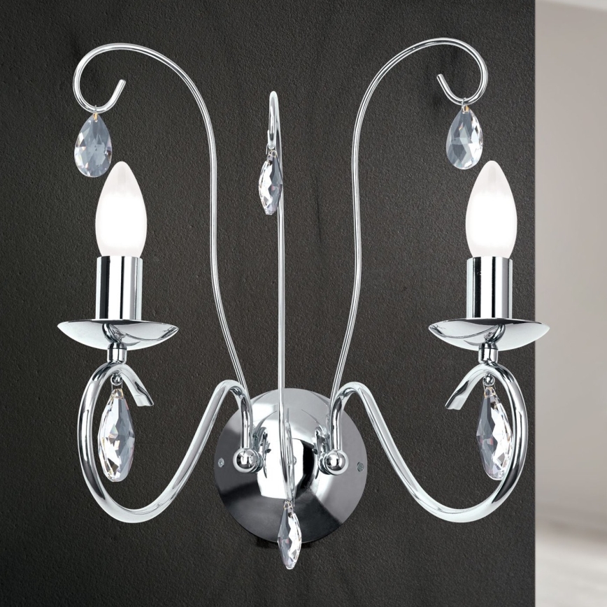Applique murale en cristal ALESSIA 2xE14/40W/230V chrome brillant