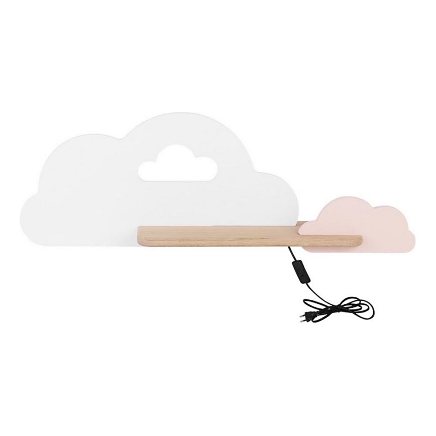 Applique murale enfant avec étagère CLOUD LED/5W/230V blanc/rose