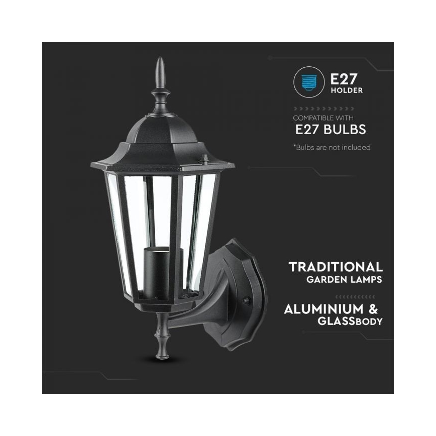 Applique murale extérieure 1xE27/40W/230V IP44 noir