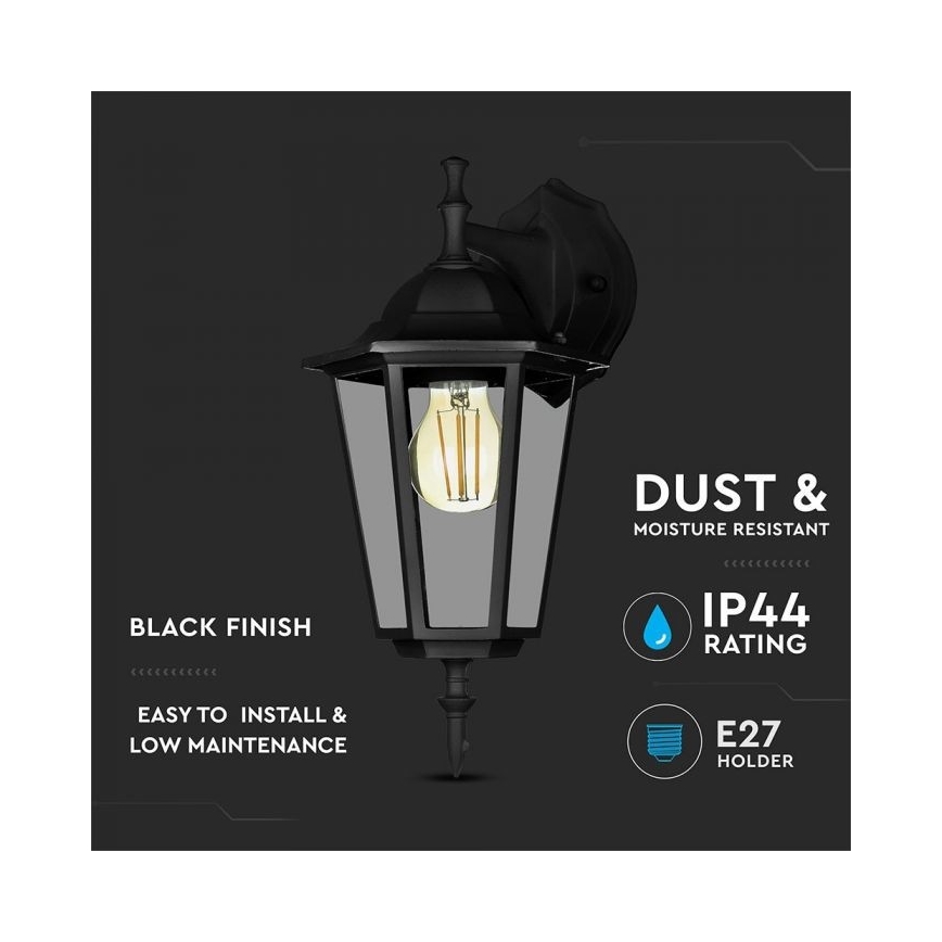 Applique murale extérieure 1xE27/40W/230V IP44 noir