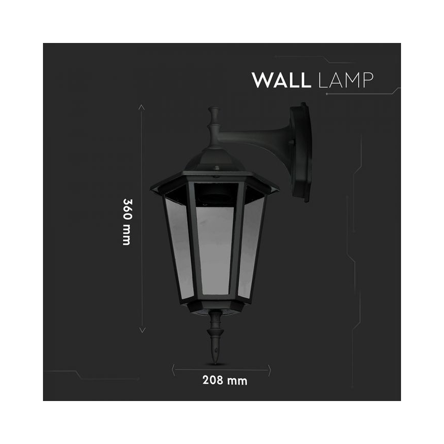 Applique murale extérieure 1xE27/40W/230V IP44 noir