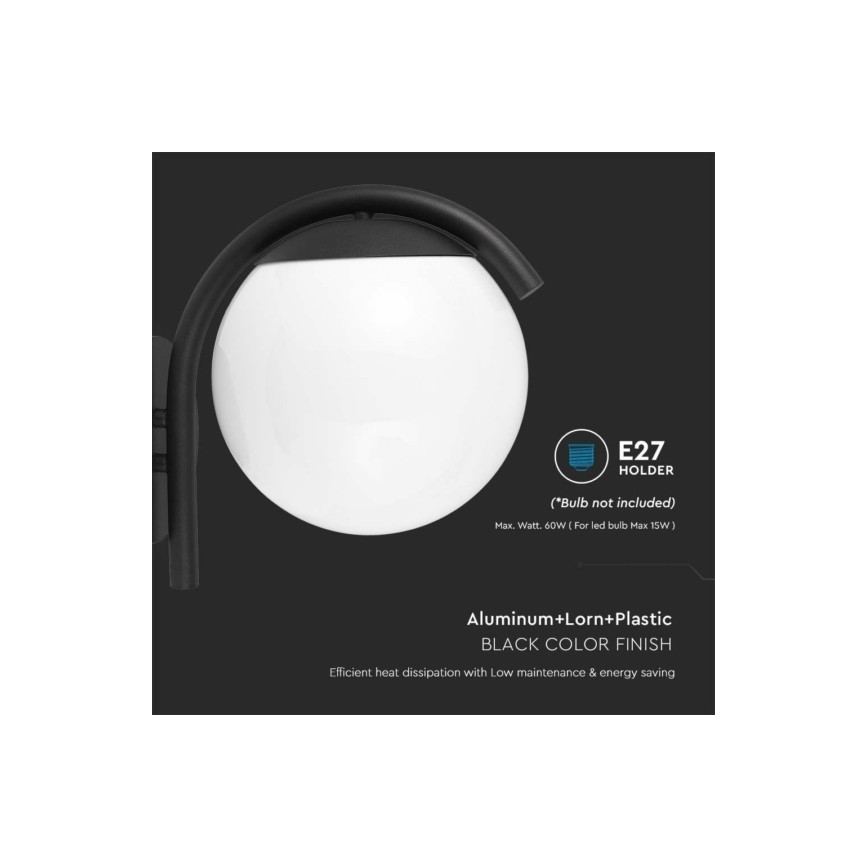 Applique murale extérieure 1xE27/60W/230V IP44 noir