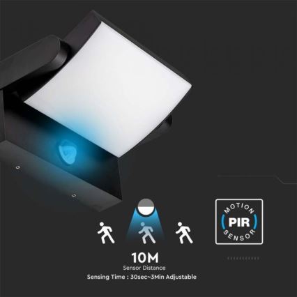 Applique murale extérieure avec détecteur LED/17W/230V 4000K IP65 noir