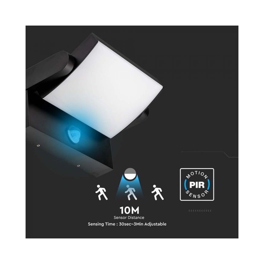 Applique murale extérieure avec détecteur LED/17W/230V 4000K IP65 noir