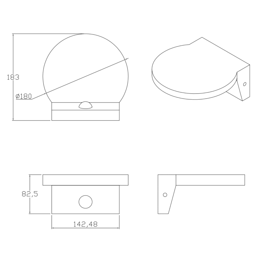 Applique murale extérieure avec détecteur TESA LED/10W/230V IP54 noir