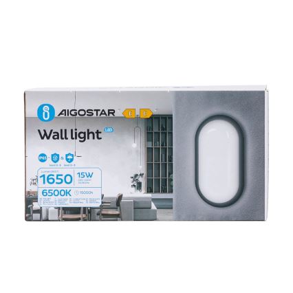 Applique murale extérieure LED/15W/230V 6500K noir IP65