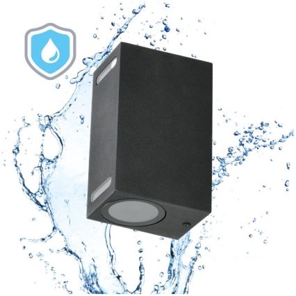 Applique murale extérieure QUERK 2xGU10/35W/230V IP54 15 cm noir