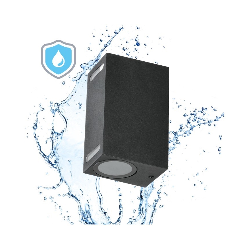 Applique murale extérieure QUERK 2xGU10/35W/230V IP54 15 cm noir