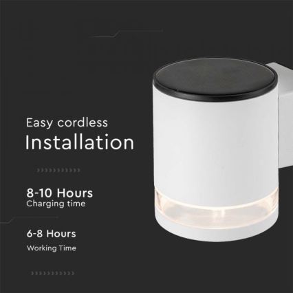 Applique murale extérieure solaire LED/1W/3,7V 3000K IP54 1200 mAh blanc