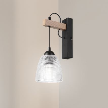 Applique murale LEANDRA 1xE27/15W/230V chêne/noir
