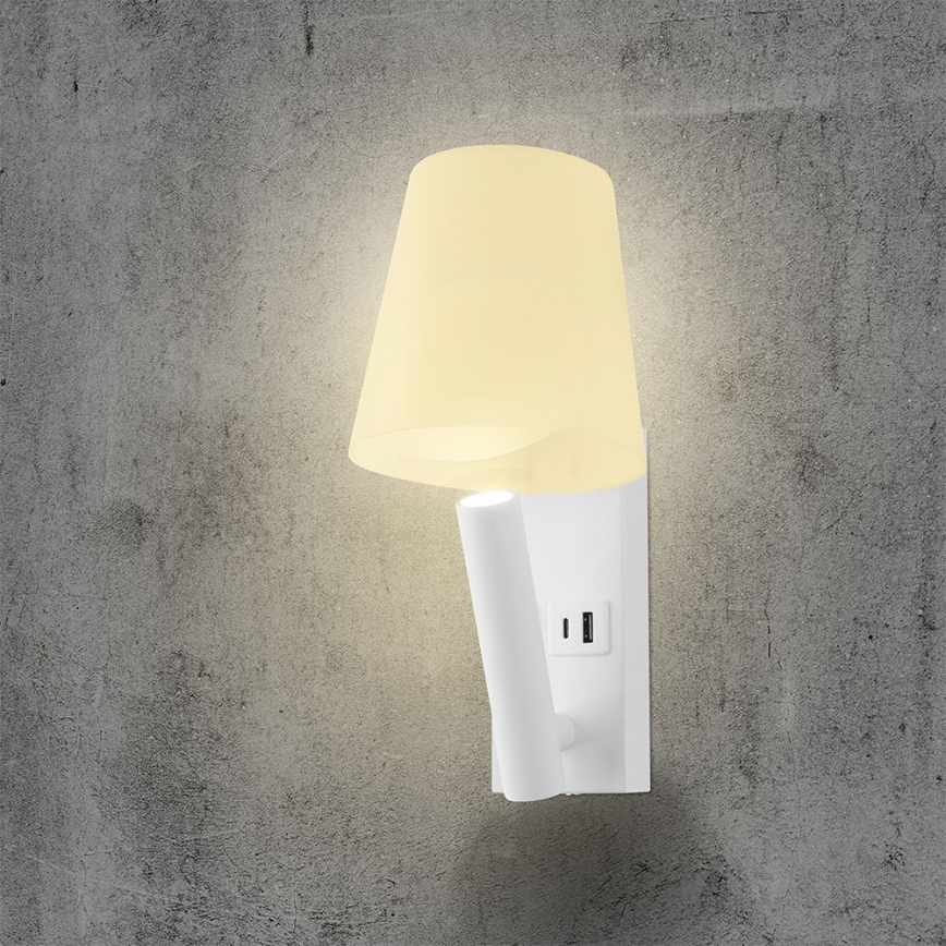 Applique murale LED avec port USB LED/2W/230V 3000K blanche