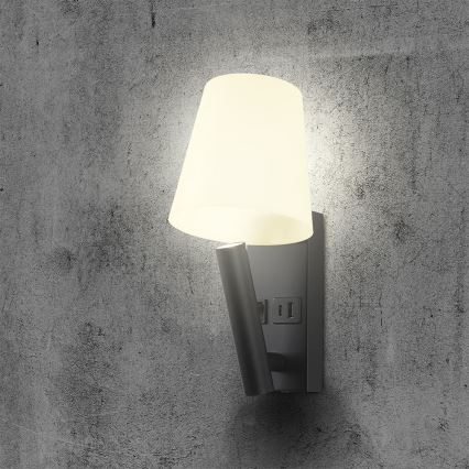 Applique murale LED avec port USB — 2W, 230V, 3000K — noir/blanc