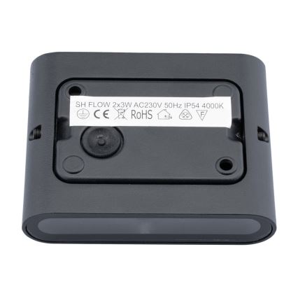Applique murale LED d'extérieur FLOW 2xLED/3W/230V IP54 noir