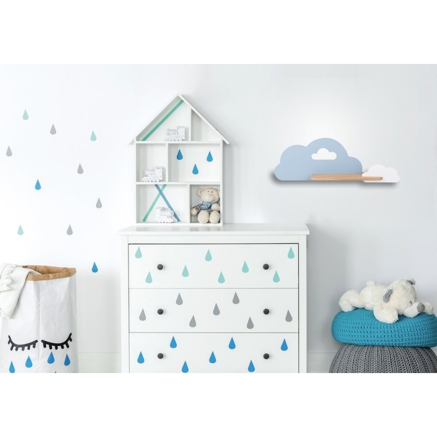 Applique murale LED enfant avec étagère CLOUD LED/5W/230V bleue/blanche - certifié FSC