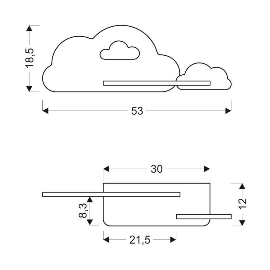 Applique murale LED enfant avec étagère CLOUD LED/5W/230V rose/blanche - certifié FSC