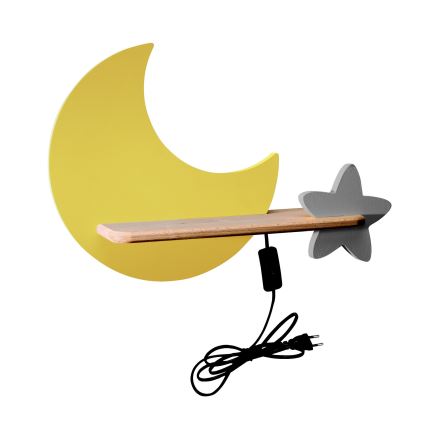 Applique murale LED enfant avec étagère MOON LED/5W/230V - certifié FSC