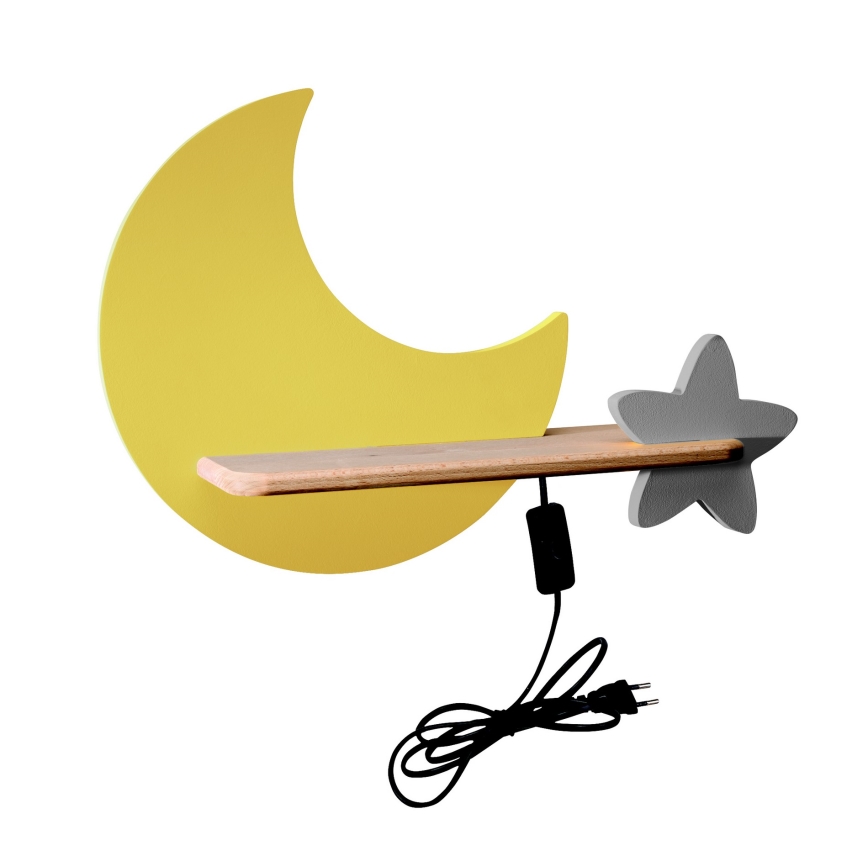 Applique murale LED enfant avec étagère MOON LED/5W/230V - certifié FSC